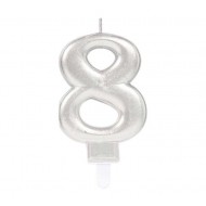 Silver Sparkles Number 8 Age Candle 